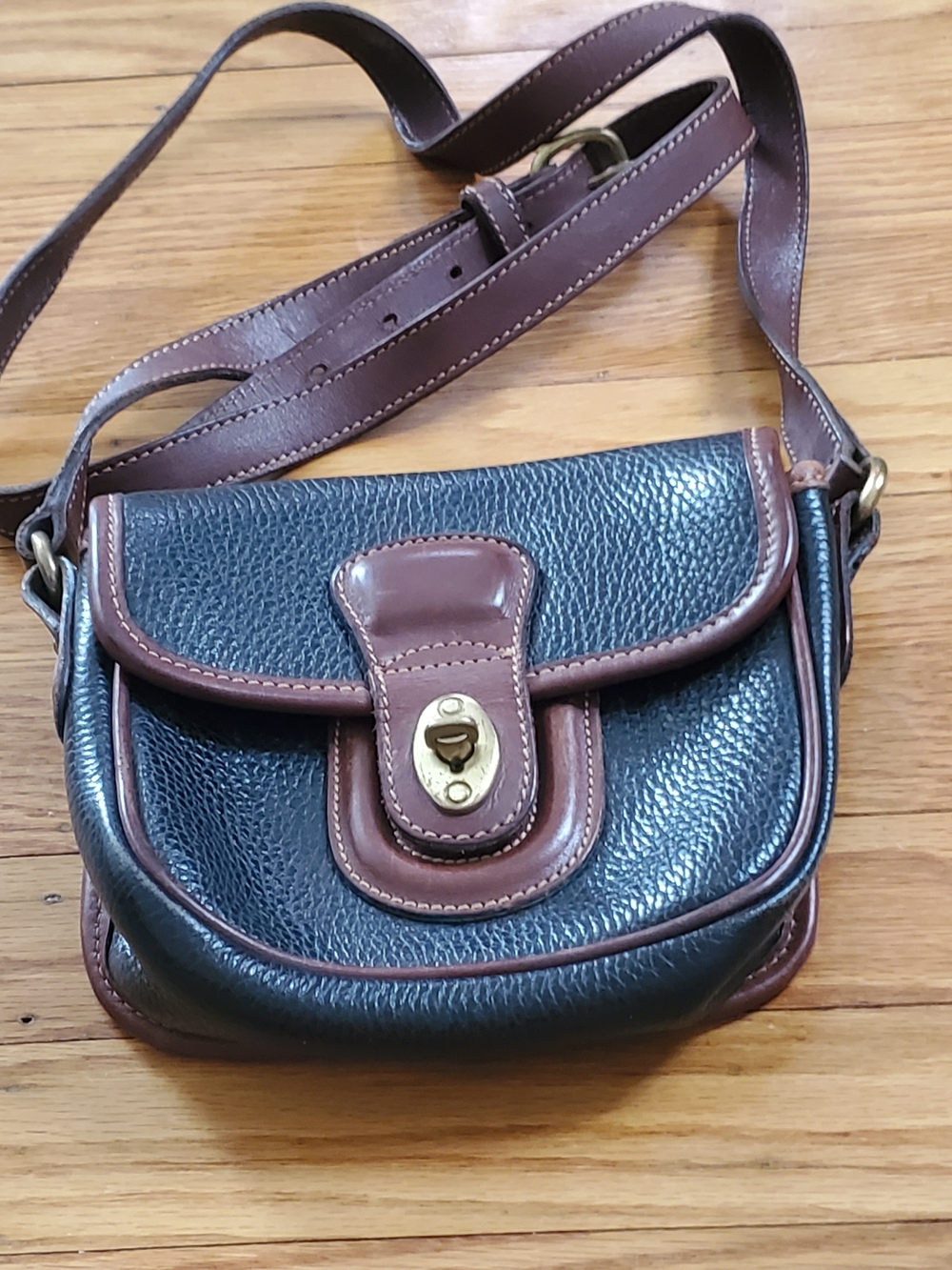 Coach Black and Brown Pebbled Leather Crossbody Bag - Picture 6 of 12